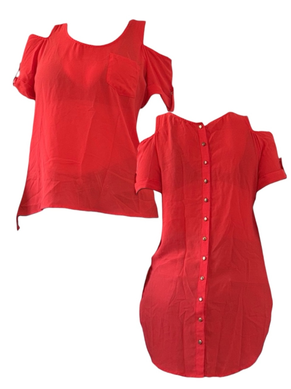 Forever 21 Bright Red Cold Shoulder Blouse
